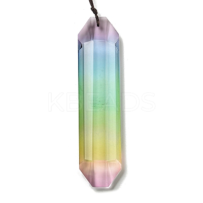 Glass Rectangle Hanging Suncatchers HJEW-P018-C03-1