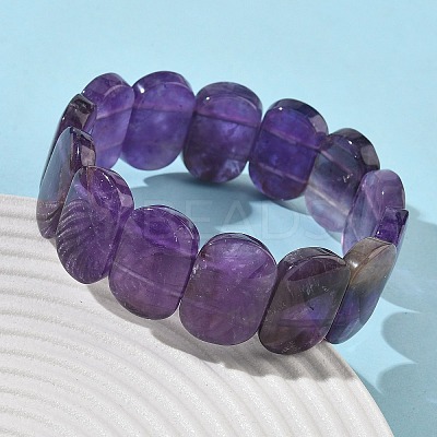 Natural Amethyst Beads Stretch Bracelets for Women Men BJEW-I323-02D-1