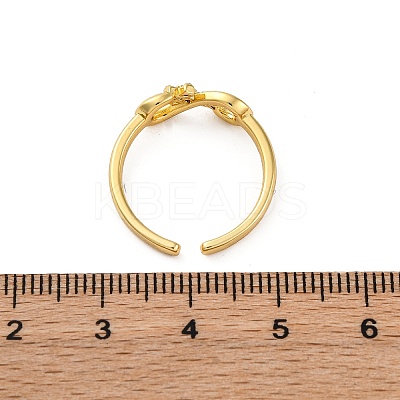Brass Micro Pave Clear Cubic Zirconia Cuff Finger Rings RJEW-G337-23G-1