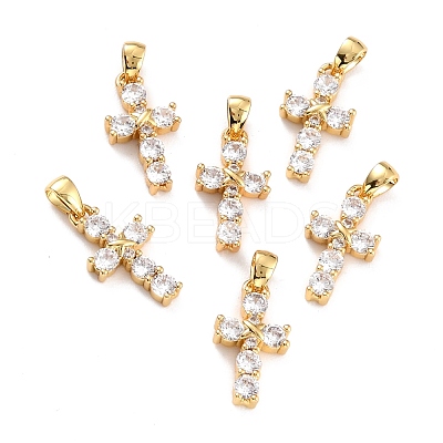 Brass Micro Pave Cubic Zirconia Pendants ZIRC-P089-21G-1