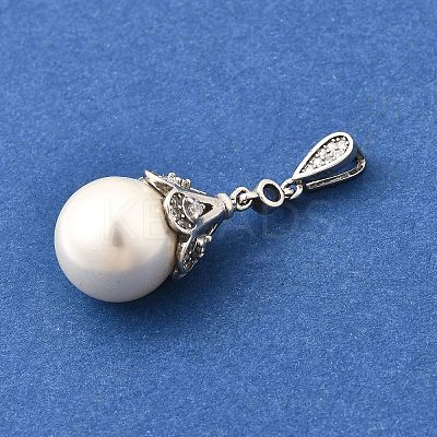 Shell Pearl Round Pendants STER-L067-02P-1