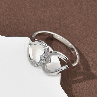 304 Stainless Steel Cubic Zirconia Finger Rings for Women RJEW-F189-05P-1