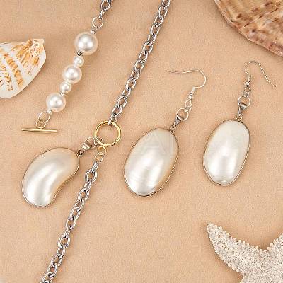 5Pcs Natural White Shell Mother of Pearl Shell Big Pendants SSHEL-SZ0001-04-1