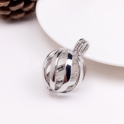 Brass Bead Cage Pendants FIND-PW0008-03P-1