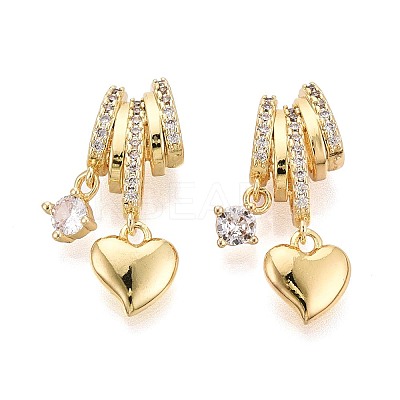 Brass Micro Pave Clear Cubic Zirconia Pendants KK-T075-88G-1