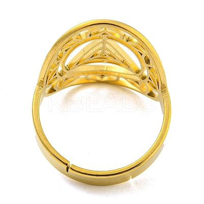 Ring with Lotus 304 Stainless Steel Adjustable Rings RJEW-G306-04G-1