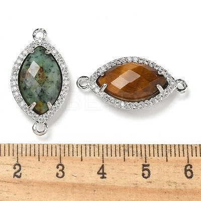 Natural & Synthetic Mixed Stone Faceted Horse Eye Connector Charms G-G181-07P-1