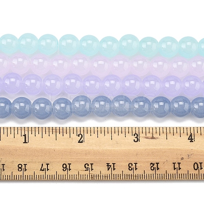 4 Strands 4 Colors Imitation Jade Glass Round Beads Strands GLAA-FS0002-07-1