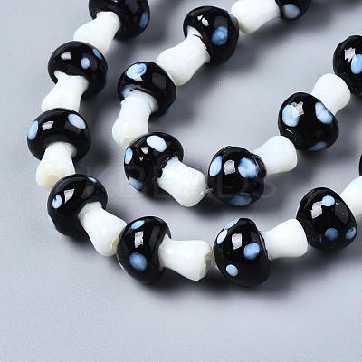 Mushroom Handmade Lampwork Beads Strands LAMP-R116-11-1