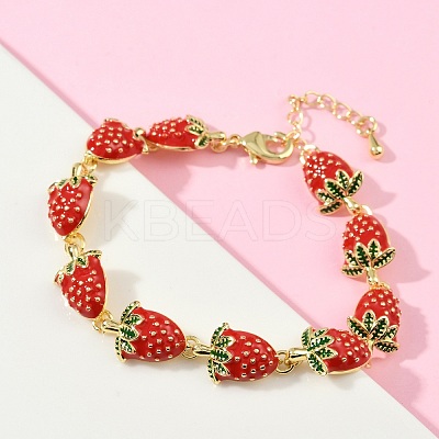 Brass Emenal Link Bracelets for Women BJEW-S175-01G-1