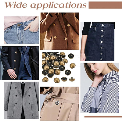30Pcs 1-Hole Alloy Shank Buttons FIND-UN0002-82-1