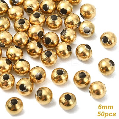 50Pcs Hollow Round 304 Stainless Steel Beads STAS-YW0002-95B-1