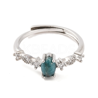 Horse Eye Natural Apatite Adjustable Rings RJEW-Q817-02P-07-1