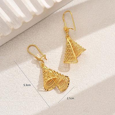 Geometric Brass Hoop Dangle Earrings for Women DB7913-1