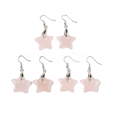 Natutal Rose Quartz Dangle Earrings EJEW-F343-C08-1