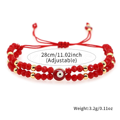 Multi-Layer Glass & Brass Beaded Adjustable Bracelets CL9505-1-1