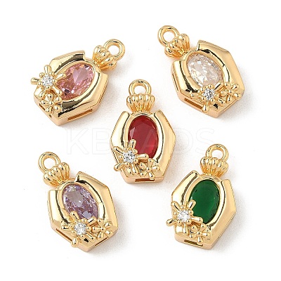 Brass Micro Pave Cubic Zirconia Pendants KK-S531-06G-1