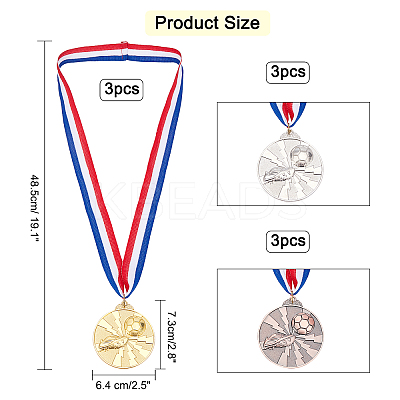 9Pcs 9 Colors Zinc Alloy Medal AJEW-GA0002-90-1