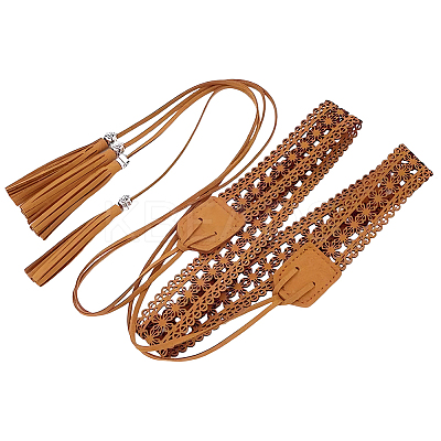 Bohemian Imitation Leather Tassel Wrap Chain Belts AJEW-WH20033-096AS-C-1