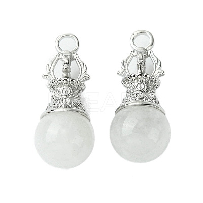 Natural Quartz Crystal Round Pendants G-C114-04P-18-1
