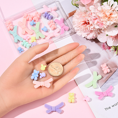 30Pcs 3 Styles Flocky Acrylic Bunny Beads OACR-YW0002-38-1