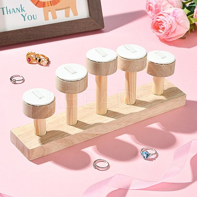 High and Low 5-Slot Wood Ring Display Riser Racks ST-CJ0034-04-1