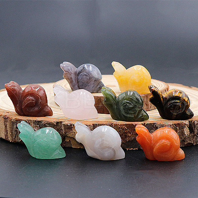 Natural Gemstone Carved Healing Snail Figurines PW-WG73310-04-1