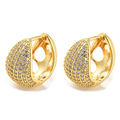 Brass Micro Pave Clear Cubic Zirconia Thick Hoop Earrings EJEW-Q785-07G-1