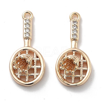 Rack Plating Brass Clear Cubic Zirconia Pendants KK-M102-23G-A-1