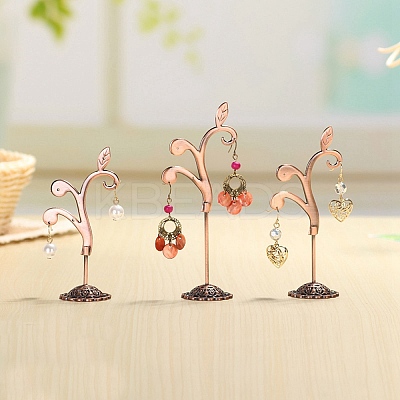 3Pcs 3 Sizes Flower Alloy with Iron Dangle Earrings Display Stands PW-WG94325-01-1