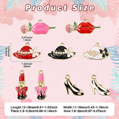 45Pcs 9 Styles Alloy Enamel Pendants ENAM-CJ0006-90-1