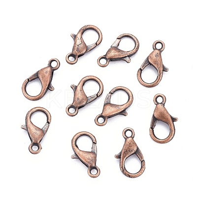Red Copper Tone Zinc Alloy Lobster Claw Clasps X-E102-NFR-1