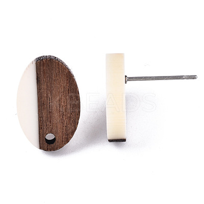 Opaque Resin & Walnut Wood Stud Earring Findings MAK-N032-004A-B03-1