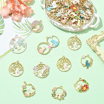 36Pcs 18 Styles Alloy Enamel Pendants ENAM-YW0005-12-1