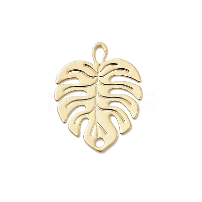 Brass Laser Cut Leaf Connector Charms KK-A275-03G-1
