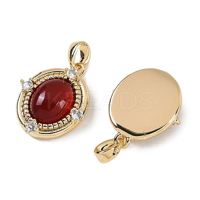 Natural Carnelian(Dyed & Heated) Oval Pendants KK-P283-42A-G-1