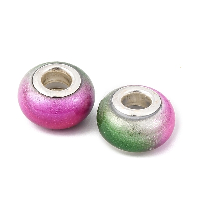 Two Tone Opaque Resin Rondelle European Beads RESI-Z046-02A-1