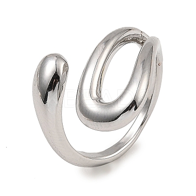 Rack Plating Brass Hollow Teardrop Open Cuff Rings RJEW-D009-01P-1