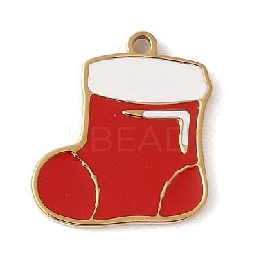 Christmas Theme Ion Plating(IP) 304 Stainless Steel Enamel Charms STAS-Z083-06G-02-1