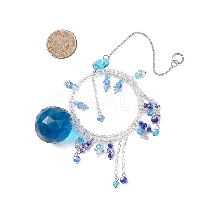 Glass Teardrop Hanging Suncatchers HJEW-TA00413-02-1