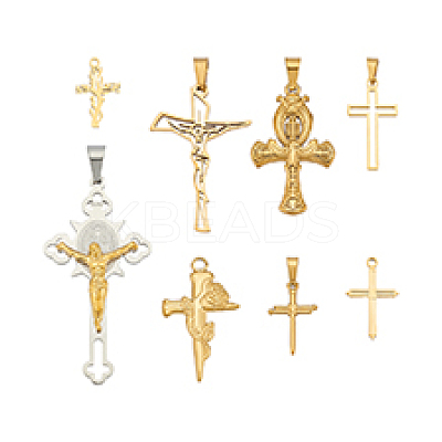 8Pcs 8 Styles 304 Stainless Steel Pendants STAS-PH0006-06-1