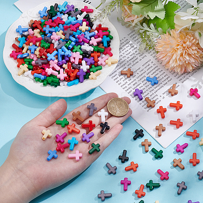 300Pcs 15 Colors Opaque Acrylic Beads SACR-UN0001-04-1
