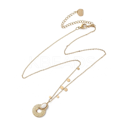 304 Stainless Steel & Oval White Glass Donut Pendant Necklaces for Women NJEW-A045-01G-1