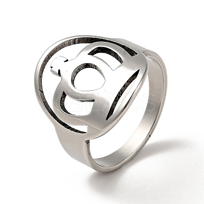 Non-Tarnish 201 Stainless Steel Crown Thick Finger Ring for Women RJEW-G266-39P-1