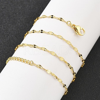 Brass Dapped Chains Necklaces for Women NJEW-D302-23G-1