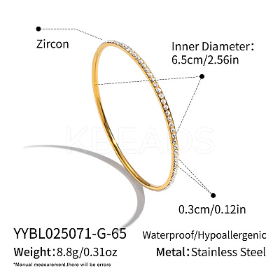 304 Stainless Steel Rhinestone Plain Bangles for Women AF6999-2-1