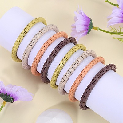 Polymer Clay Heishi Surfer Stretch Bracelets Set BJEW-SW00130-1