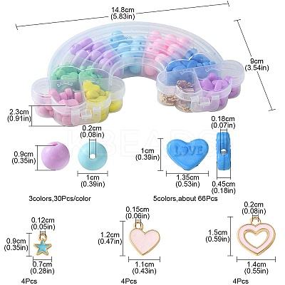 DIY Round & Heart Acrylic Beads Bracelets Jewelry Kits DIY-FS0006-28-1