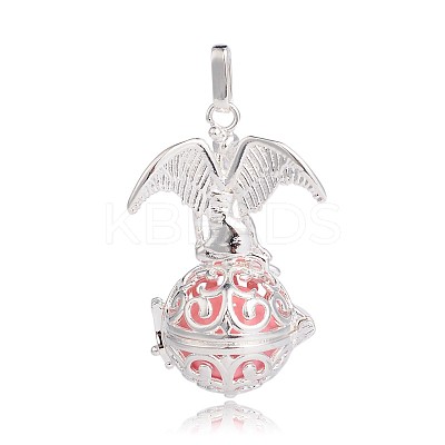 Silver Color Plated Brass Hollow Round Cage Pendants KK-J248-03S-1
