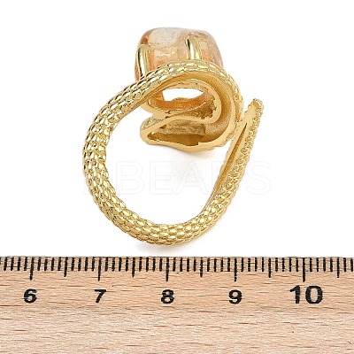 Snake Natural Yellow Quartz Open Cuff Rings RJEW-K286-10G-01-1